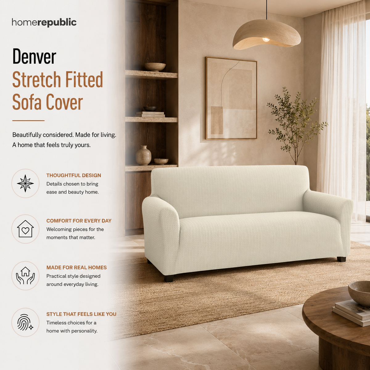 Home Republic Denver Stretch Fitted Sofa Cover