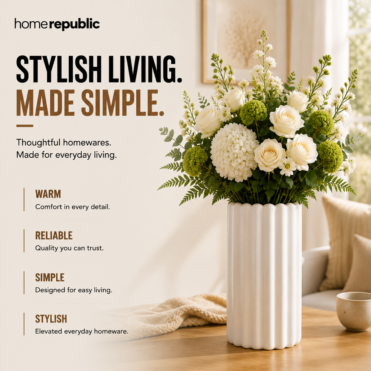 Home Republic Ceramic Tall Vase