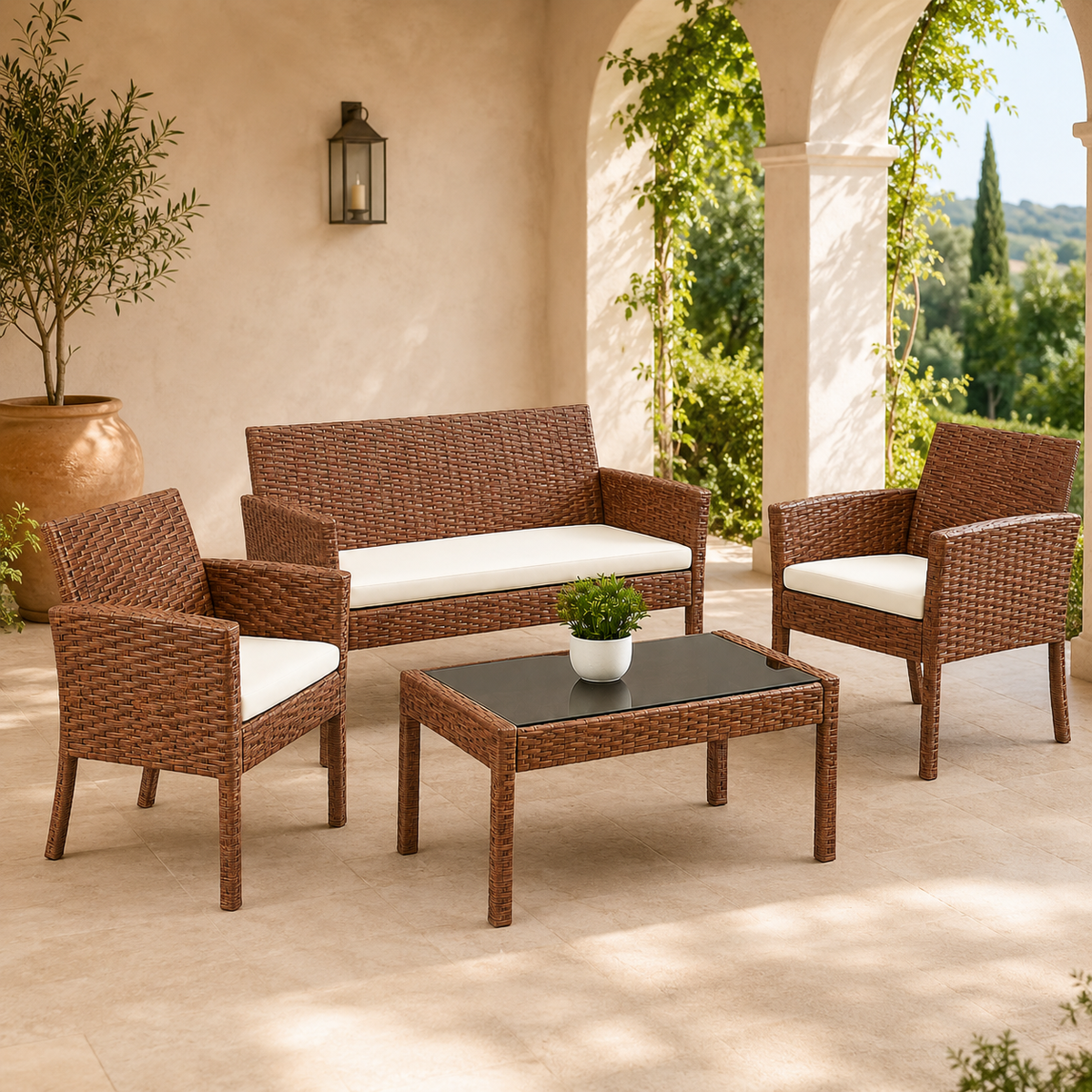 Home Republic Bali 4 Piece Garden Sofa And Table Set