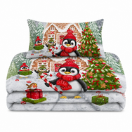 Velosso Sweet Penguin Candy Cane Duvet Cover and Pillowcase Set