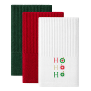 Velosso Xmas Ho Ho Ho 3 Pack Cotton Christmas Embroidered Tea Towels