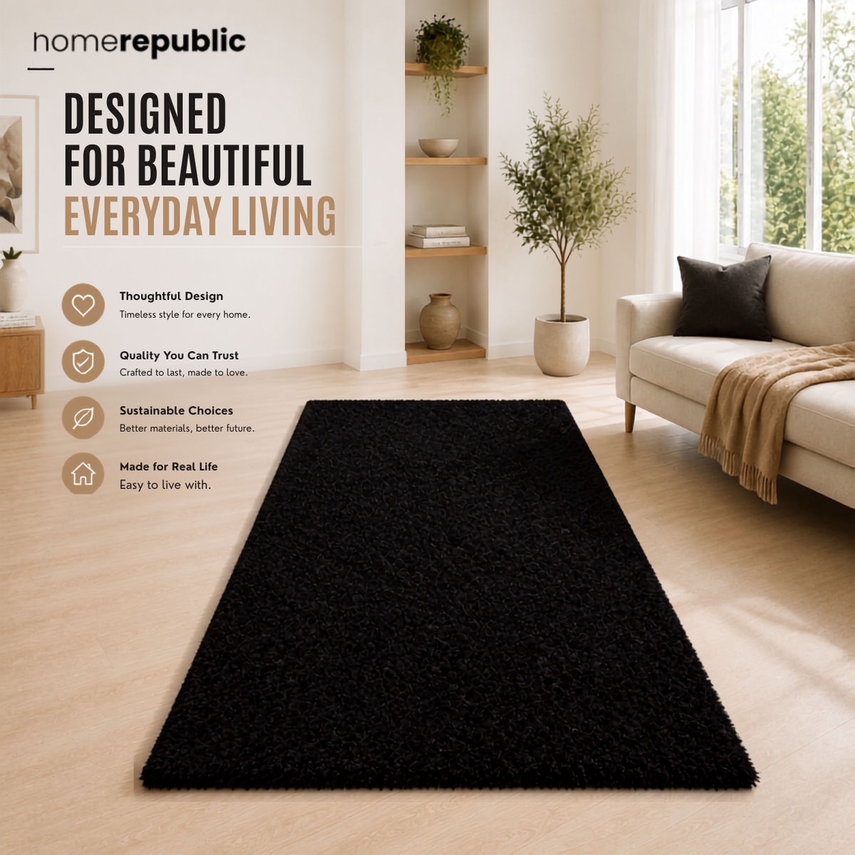 Home Republic Majestic Shagggy Rug Long Pile