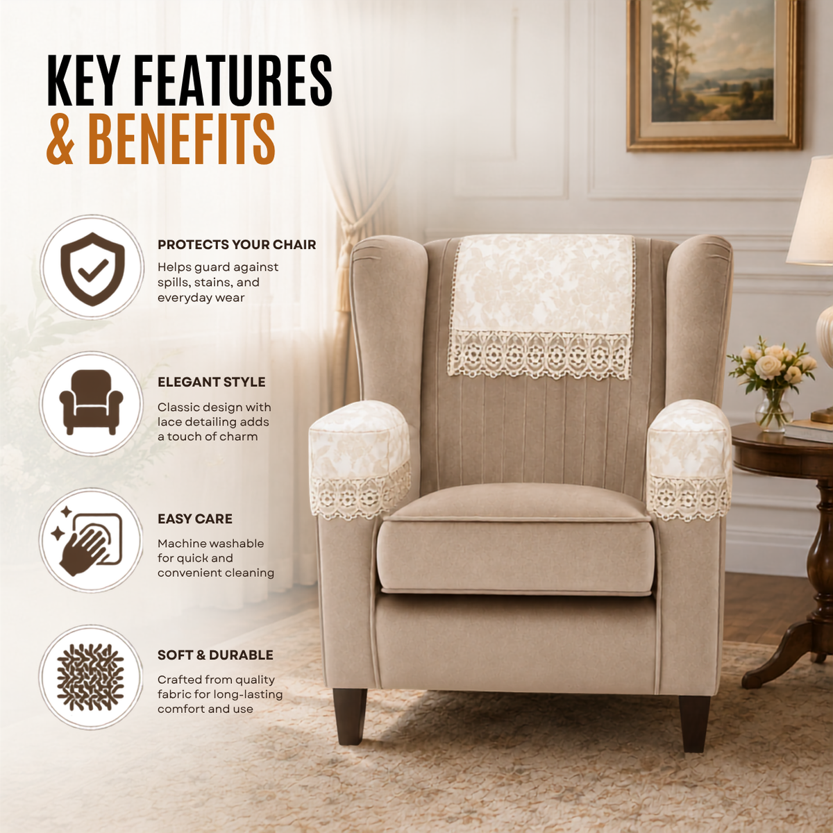 Home Republic Lace Sofa Caps