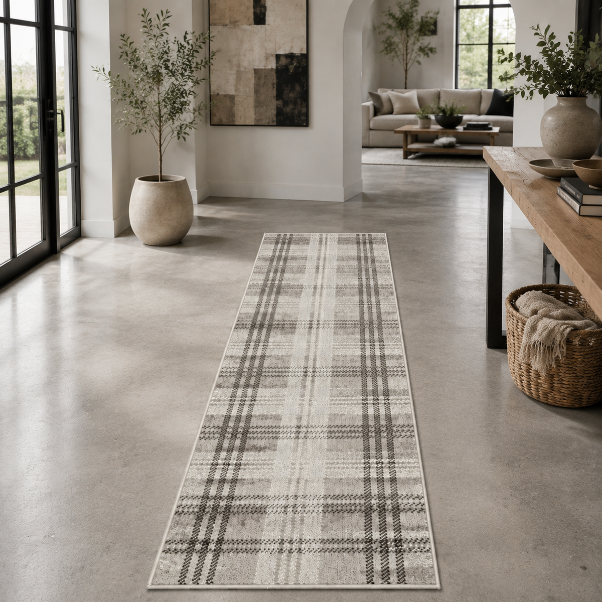 Home Republic Tartan Check Runner Low Pile
