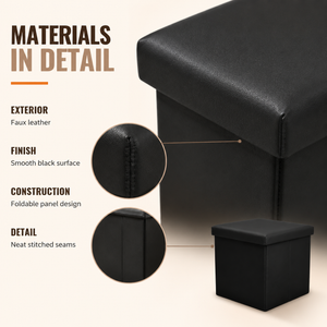 Home Republic Foldable Faux Leather Storage Ottoman