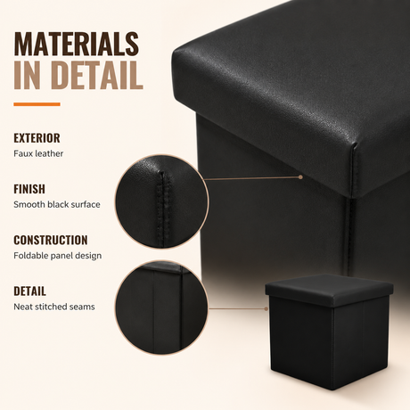 Home Republic Foldable Faux Leather Storage Ottoman