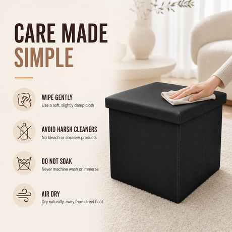 Home Republic Foldable Faux Leather Storage Ottoman