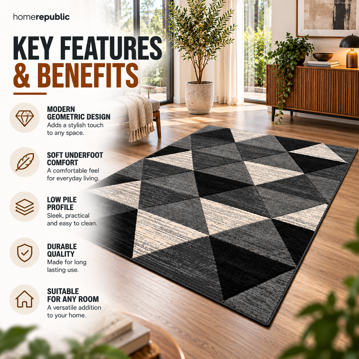 Home Republic Vission Carved Rug Low Pile