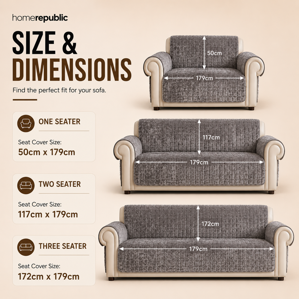 Home Republic Crushed Velvet Sofa Protector