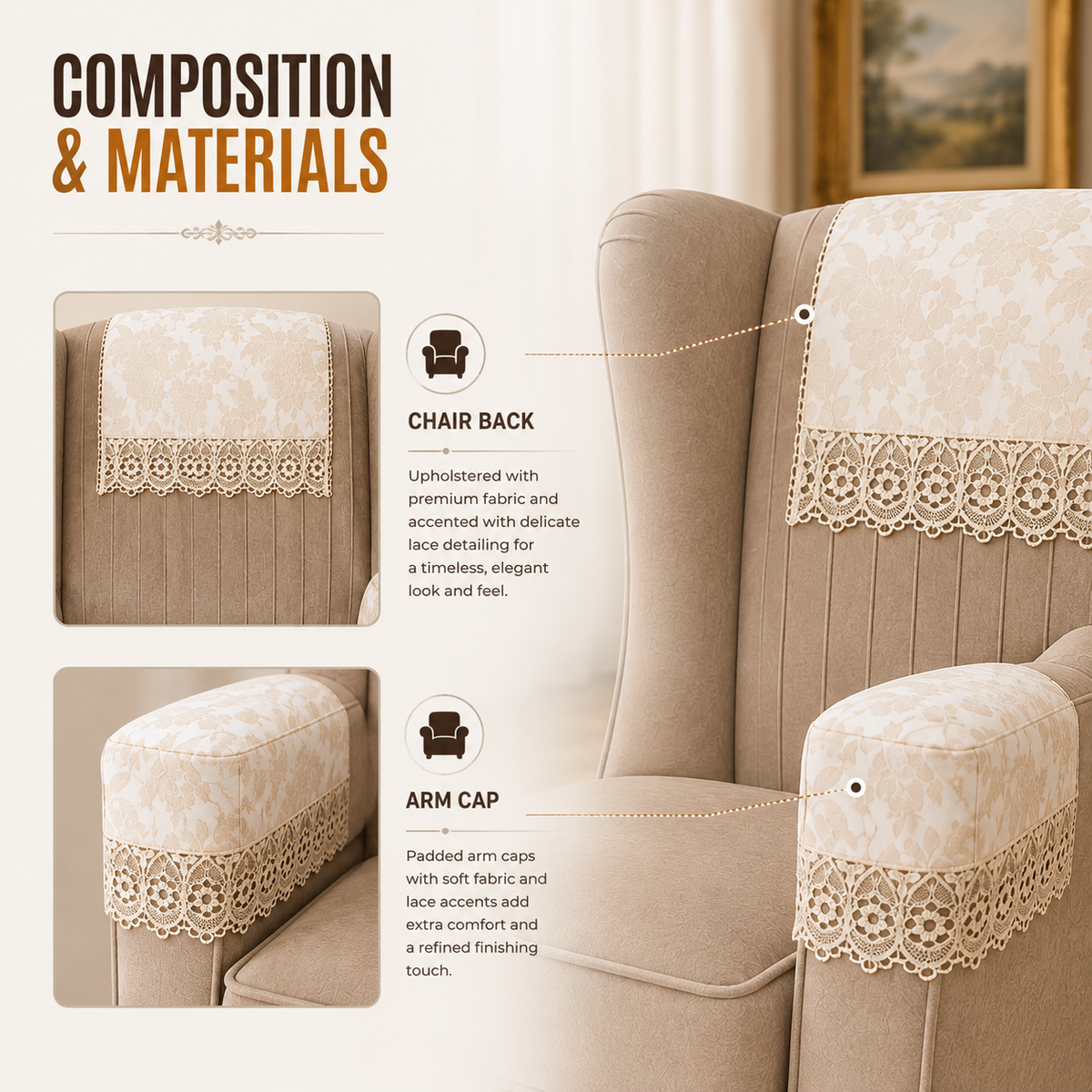 Home Republic Lace Sofa Caps