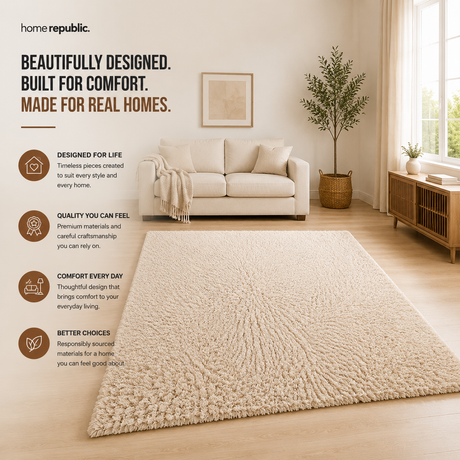 Home Republic Alaska Sponge Back Foldable Rug Long Pile