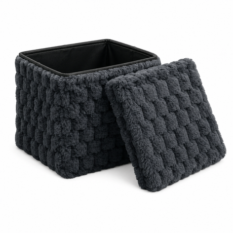 Home Republic Chunky Popcorn Faux Rabbit Fur Storage Ottoman