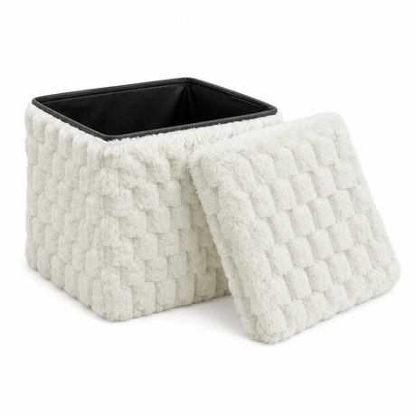 Home Republic Chunky Popcorn Faux Rabbit Fur Storage Ottoman