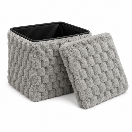 Home Republic Chunky Popcorn Faux Rabbit Fur Storage Ottoman