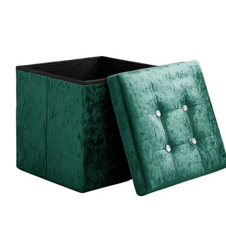 Home Republic Foldable Crushed Velvet Storage Ottoman