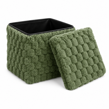 Home Republic Chunky Popcorn Faux Rabbit Fur Storage Ottoman