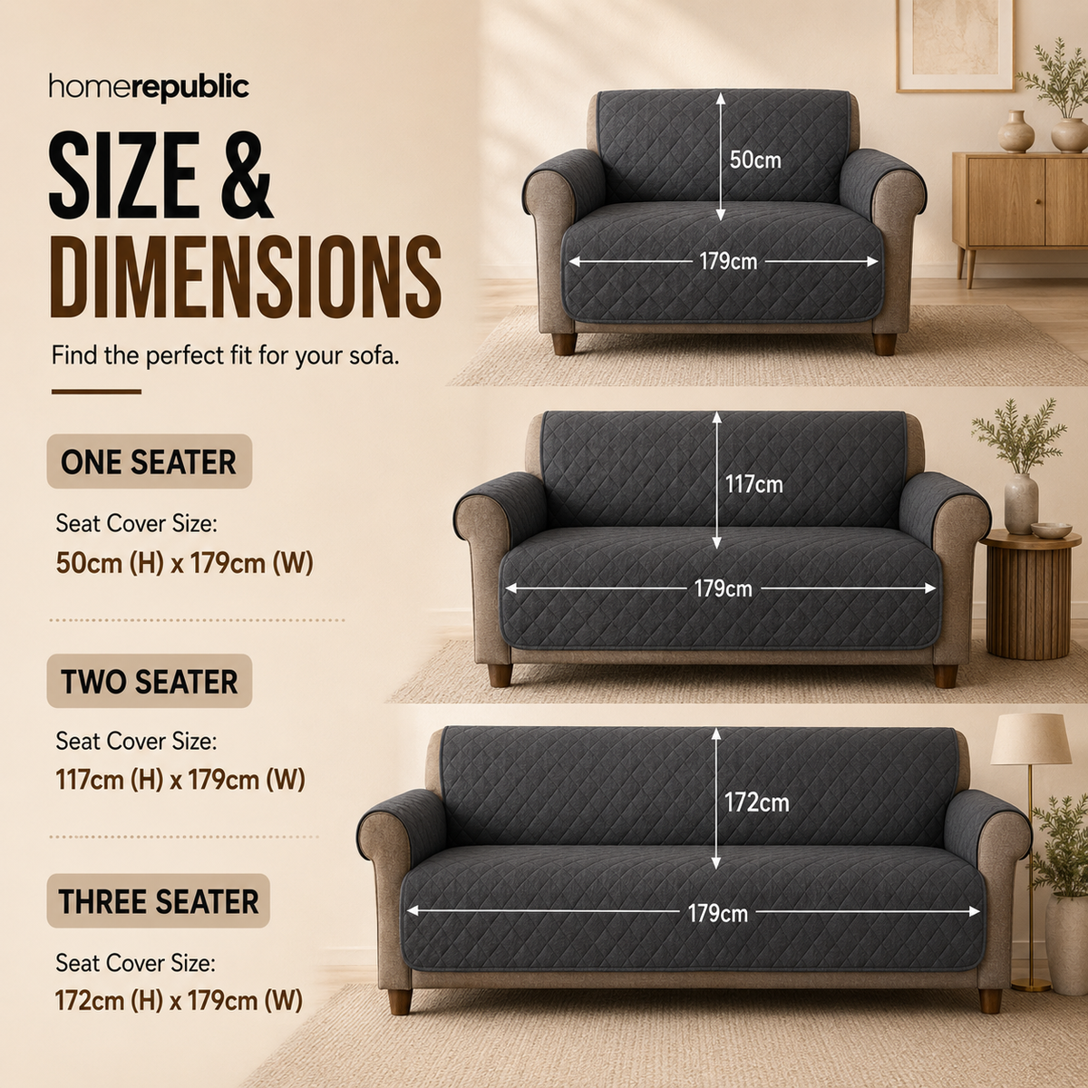 Home Republic Water Repellent Sofa Protector