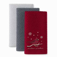 Velosso Robin 3 Pack Cotton Christmas Embroidered Tea Towels