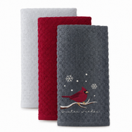 Velosso Robin 3 Pack Cotton Christmas Embroidered Tea Towels