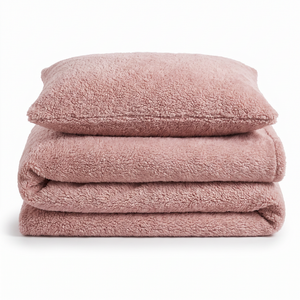 Velosso Plain Teddy Fleece Duvet Cover and Pillowcase Set