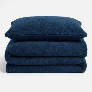 Velosso Plain Teddy Fleece Duvet Cover and Pillowcase Set
