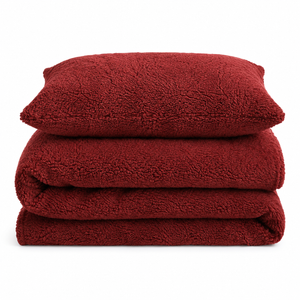 Velosso Plain Teddy Fleece Duvet Cover and Pillowcase Set