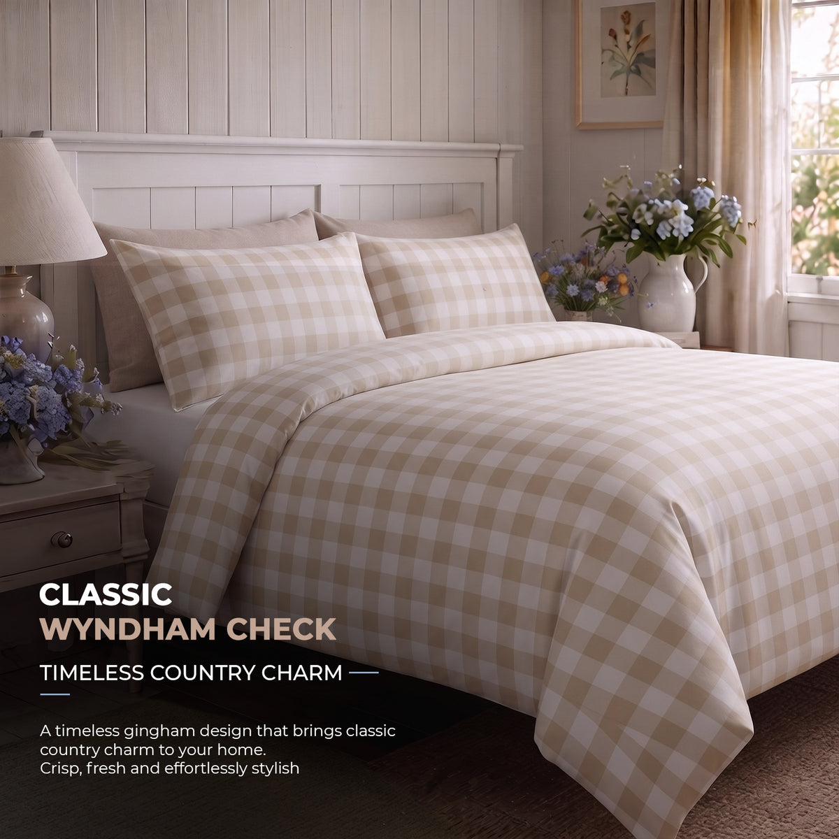 Sweet Dreams Wyndham Gingham Check Duvet Cover and Pillowcase Set