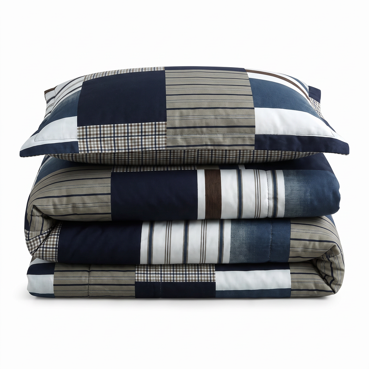 Velosso Denim Patchwork Duvet Cover & Pillowcase Set
