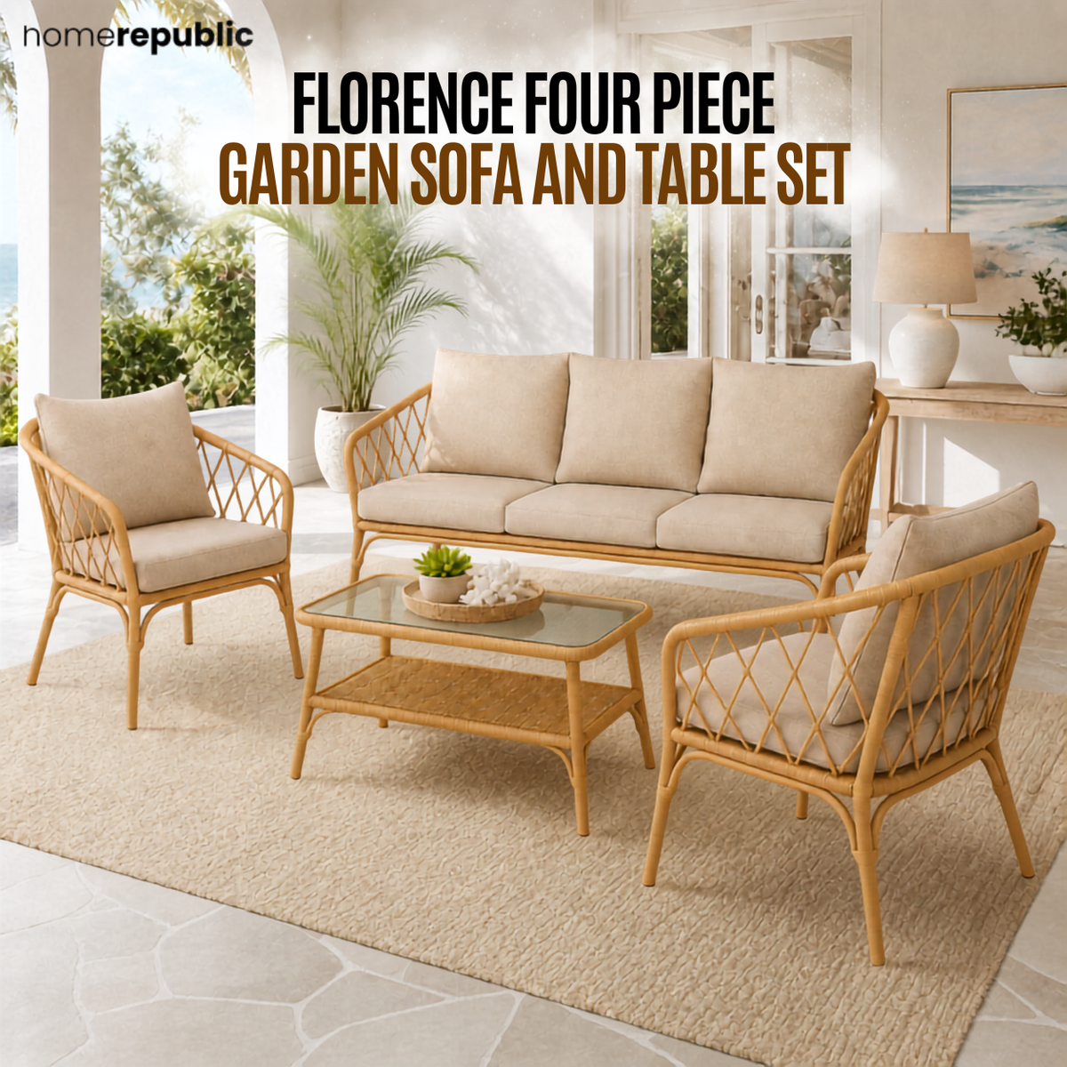 Home Republic Florence 4 Piece Garden Sofa And Table Set