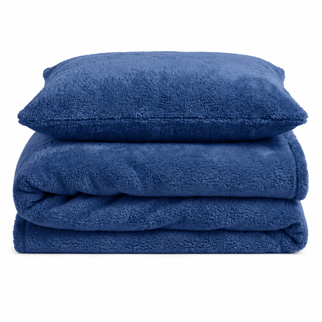 Velosso Plain Teddy Fleece Duvet Cover and Pillowcase Set