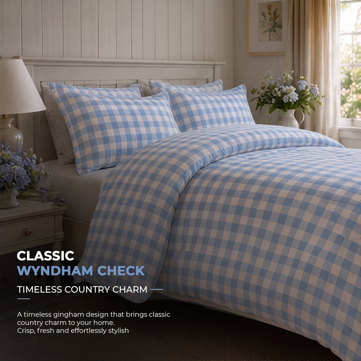 Sweet Dreams Wyndham Gingham Check Duvet Cover and Pillowcase Set