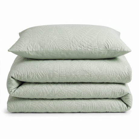 Velosso Savannah Velvet Embossed Leaf Pattern Duvet Cover and Pillowcase Set