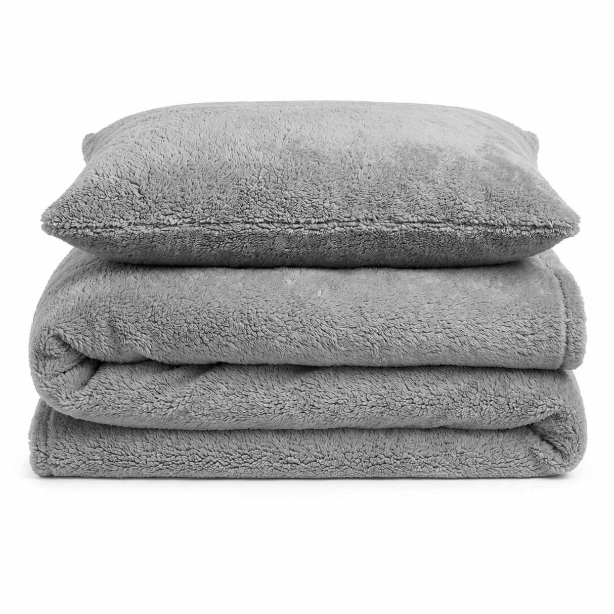 Velosso Plain Teddy Fleece Duvet Cover and Pillowcase Set