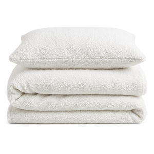 Velosso Plain Teddy Fleece Duvet Cover and Pillowcase Set