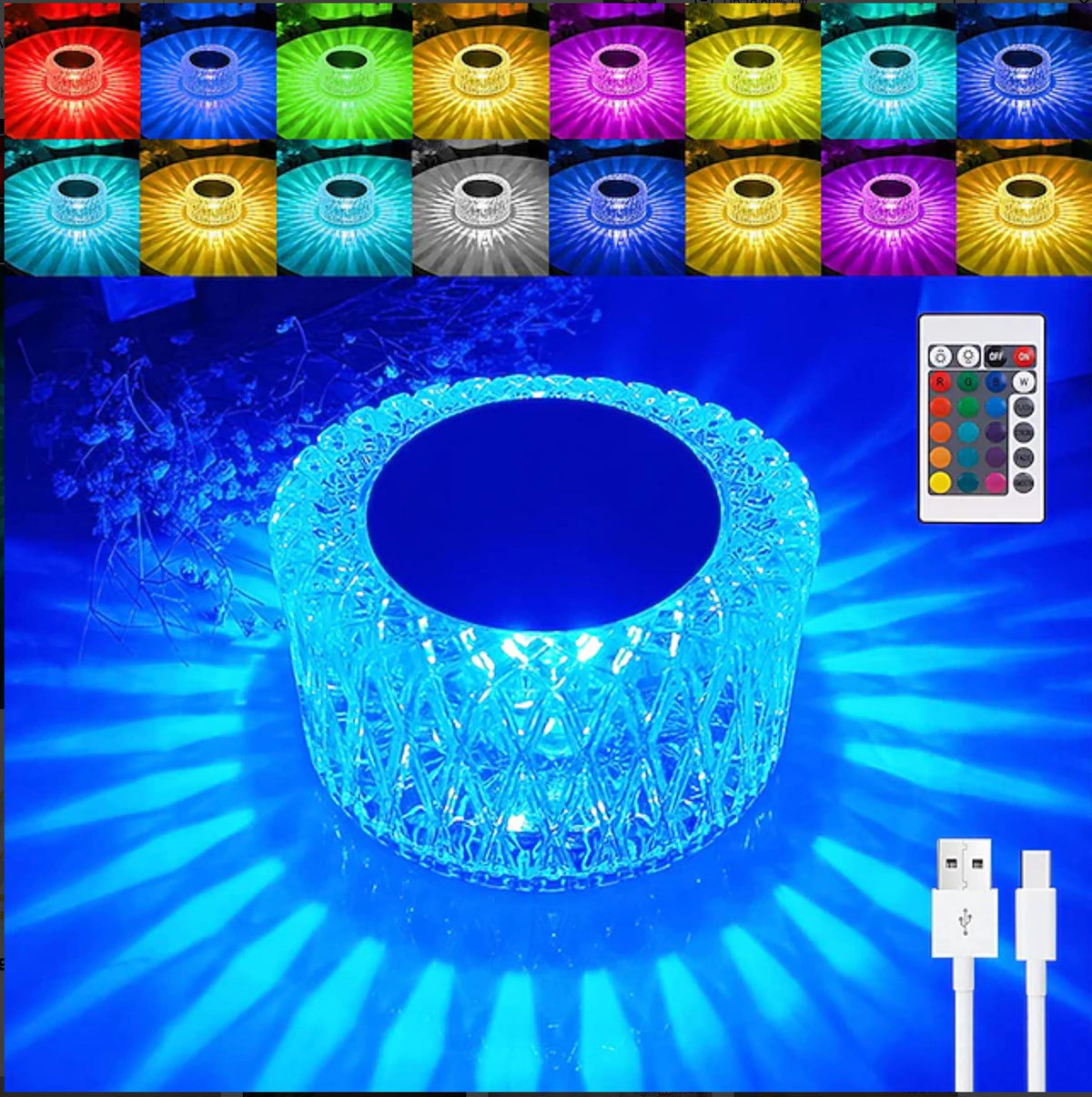 Home Republic Chargeable Crystal Effect Table Lamps