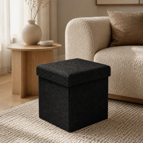 Home Republic Foldable Boucle Storage Ottoman