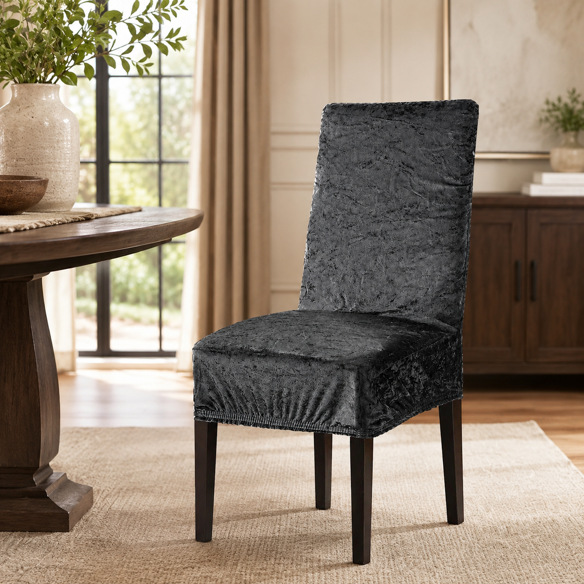 Home Republic Crushed Velvet Stretch Fitted Chair Covers