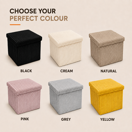 Home Republic Foldable Corduroy Storage Ottoman
