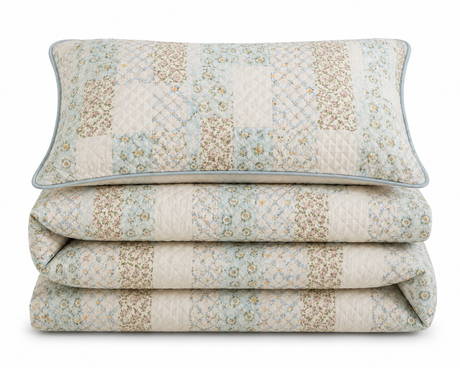 Florelle Floral Patchwork Printed Embossed Duvet Cover and Pillowcase Set