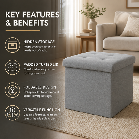 Home Republic Foldable Linen Storage Ottoman