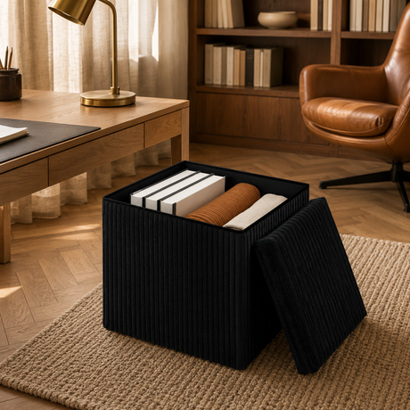 Home Republic Foldable Corduroy Storage Ottoman