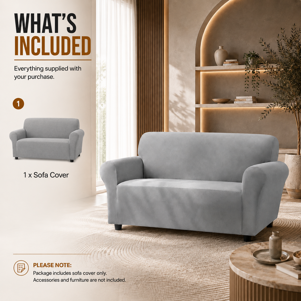 Home Republic Faux Mink Stretch Fitted Sofa Cover