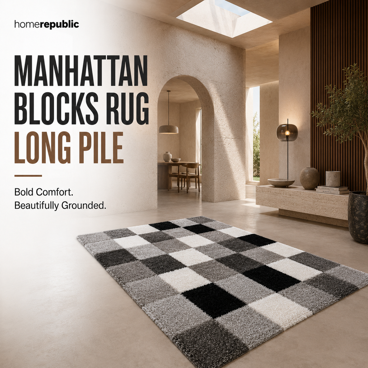 Home Republic Manhattan Blocks Rug Long Pile