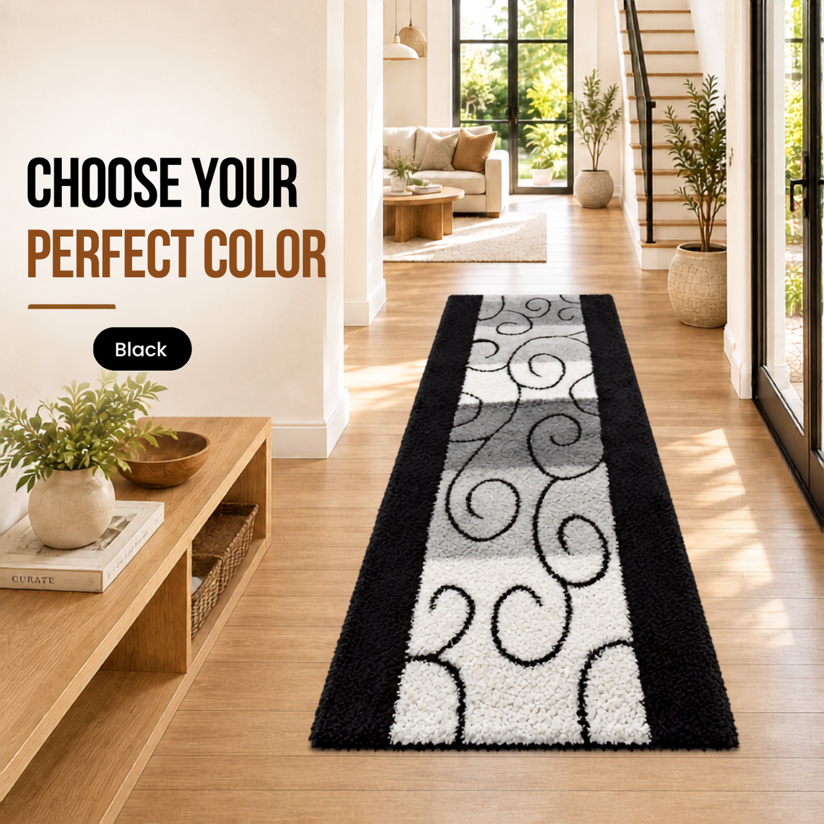 Home Republic Swirls Runner Long Pile