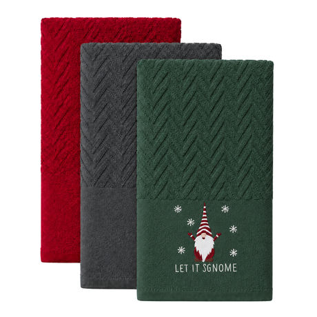 Velosso Xmas Gonks 3 Pack Cotton Christmas Embroidered Tea Towels