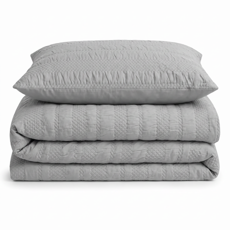 Velosso Saville Embossed Geometric Pattern Duvet Cover and Pillowcase Set