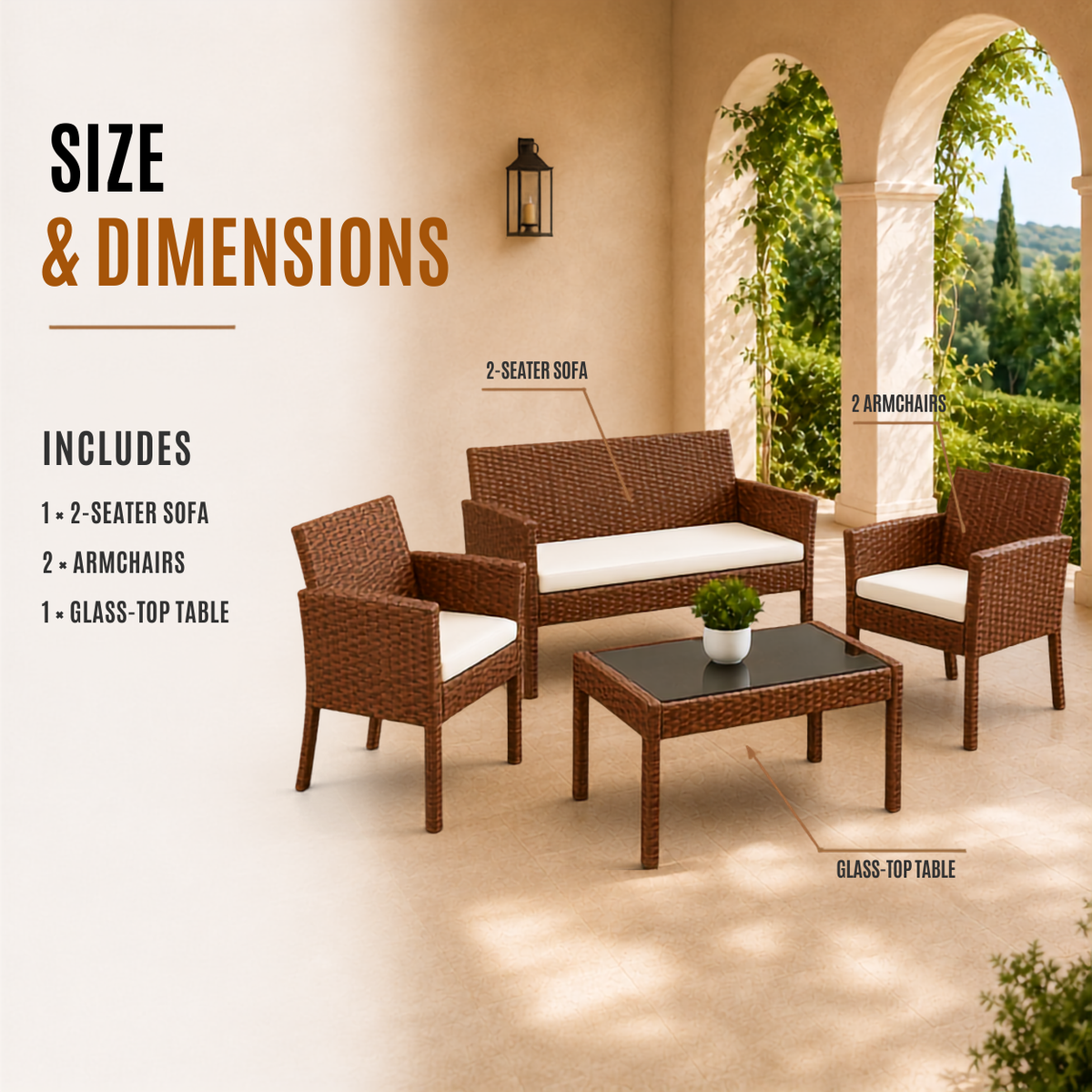 Home Republic Bali 4 Piece Garden Sofa And Table Set