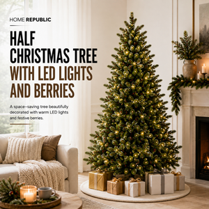 Home Republic Half Christmas Tree With Led Lights And Berries