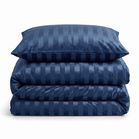 Velosso Oslo Luxury Velvet Stripe Duvet Cover and Pillowcase Set