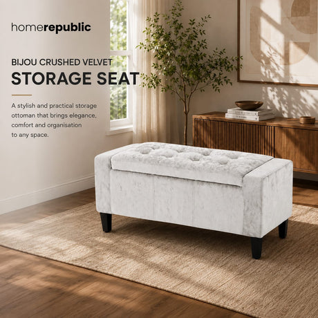 Home Republic Bijou Crushed Velvet Storage Seat